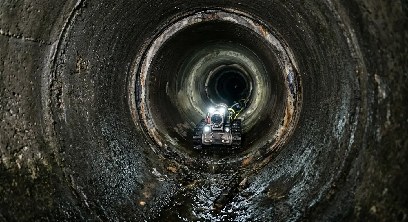 Robotic sewer camera inspecting pipe interior for Sewer Line Repair in Bainbridge